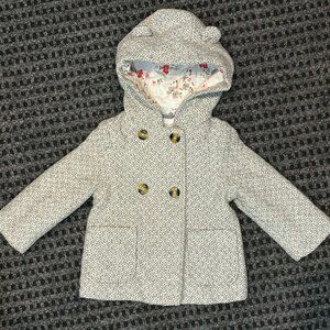 Girl’s Carter’s 18mos Adorable gray wool-blend hooded winter coat jacket